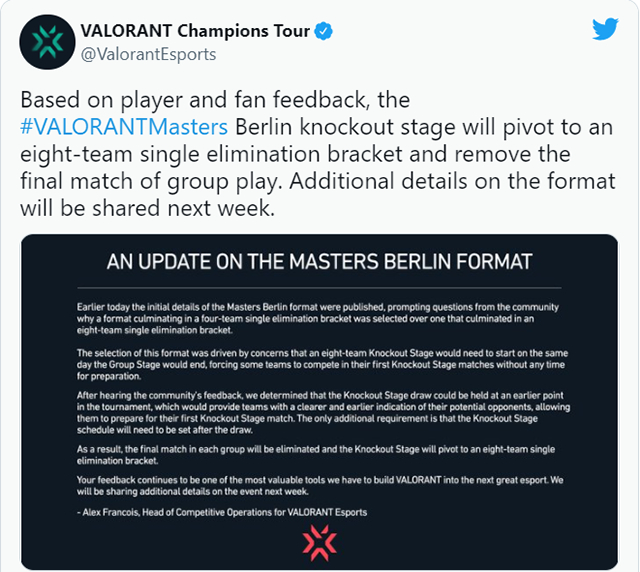 Riot Games đã phải thay đổi thể thức thi đấu của VCT Master 3 Berlin vì cộng đồng không hài lòng1