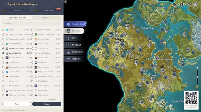 Sử dụng bản đồ tương tác Teyvat để giúp bạn trở thành thành phần của quả địa cầu lớn nhất trong trò chơi. Bạn có thể dễ dàng tìm ra địa điểm của mình, tìm kiếm quái vật - bất cứ thứ gì mà bạn cần để hoàn thành cuộc phiêu lưu của mình. Đây chính là cách để trở thành triệu phú trong trò chơi này!