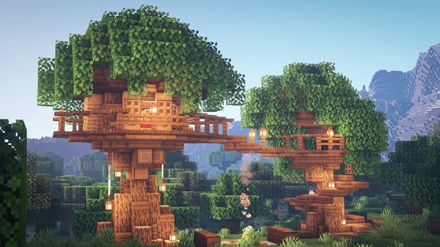 Minecraft Hướng dẫn xây dựng nhà trên cây đơn giản nhất_1