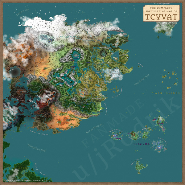 Bản đồ fantasy Genshin Impact đầy màu sắc và đầy sức hút. Bạn có thể khám phá những cánh rừng, hang động, rừng rậm, vùng sâu thẳm và cả xứ sở tuyết trắng. Đây là thế giới bạn không muốn bỏ lại sau lưng.
