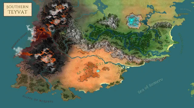 Chiêm ngưỡng bản đồ Genshin Impact được vẽ lại theo phong cách fantasy