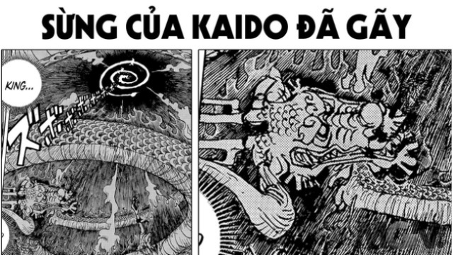 Sừng rồng của Kaido chính thức bị Luffy làm gãy trong One Piece chap 1049