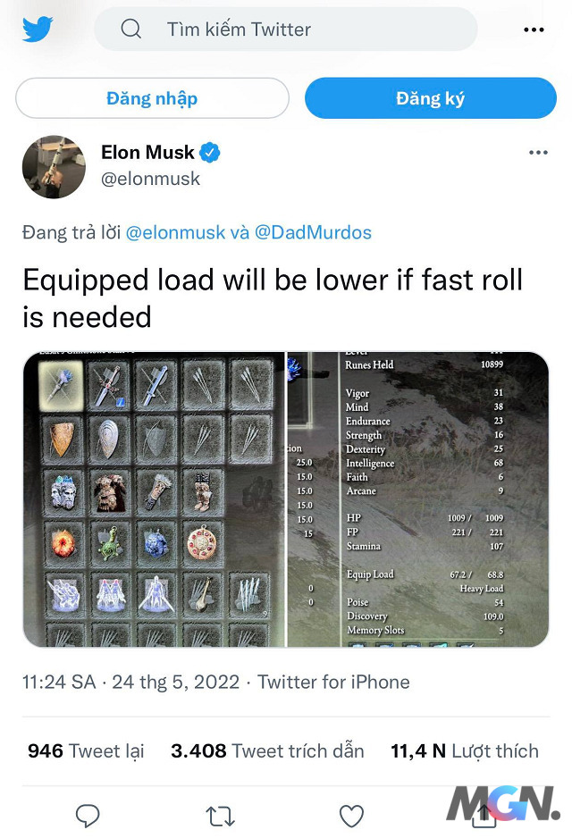 Build đồ được tỷ phú Elon Musk chia sẻ trực tiếp trên Twitter
