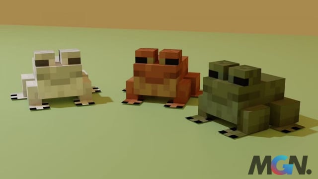 Ba biến thể của ếch trong Minecraft