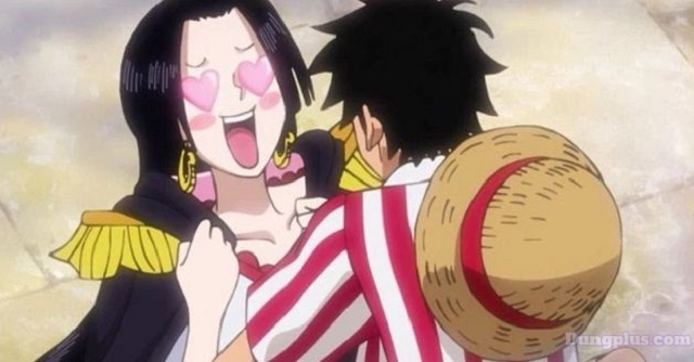 Hai nhân vật Boa Hancock và Luffy của One Piece