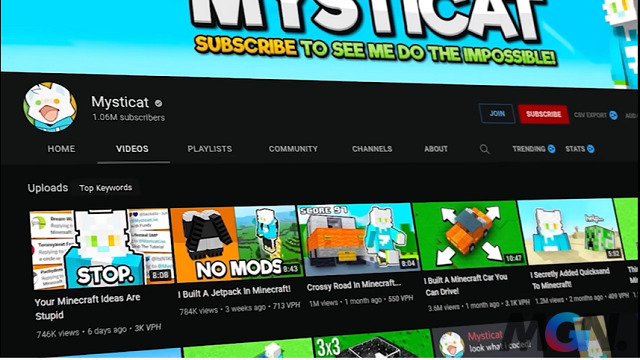 Mysticat là một YouTuber Minecraft nổi tiếng