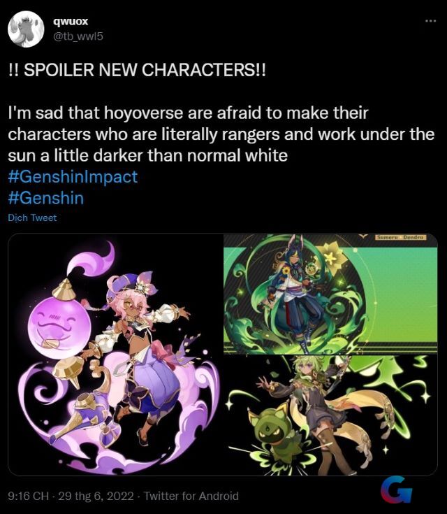 Người dùng chỉ trích Genshin Impact vì tẩy trắng nhân vật Sumeru