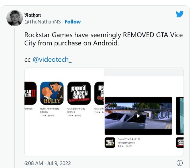 GTA Vice City bị gỡ khỏi Google Play