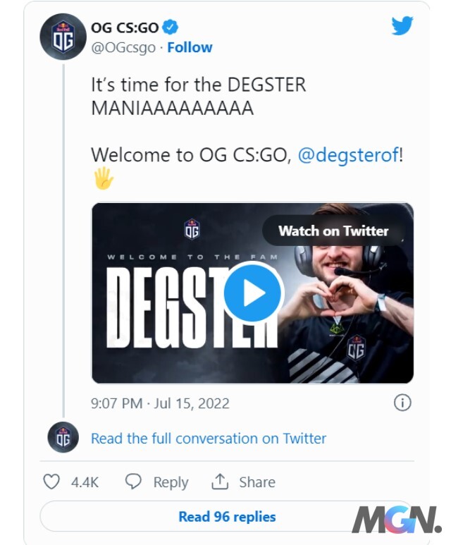 CSGO Thông báo của OG trên Twitter