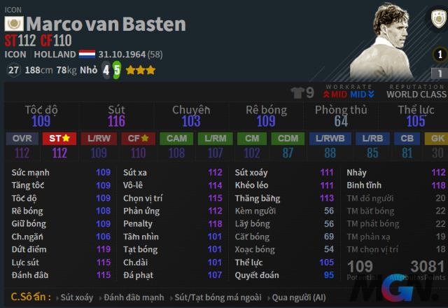 Marco Van Basten ICON FIFA Online 4