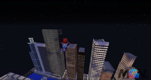 Spider-Man (phiên bản vuông vức) liên tục 'khoe trình' bay nhảy đầy mạo hiểm nhưng cũng không kém phần thu hút giữa các con phố