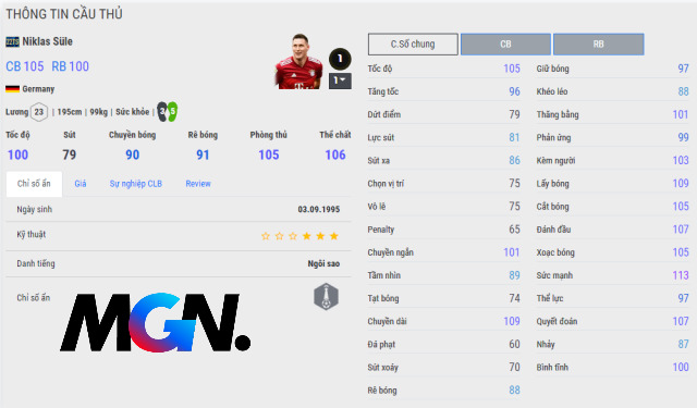Niklas đang là mẫu trung vệ mới lạ của tựa game FIFA Online 4