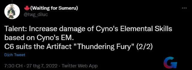 Thiên phú bị động của Cyno trong Genshin Impact