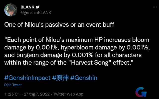 Leak về Nilou trong Genshin Impact