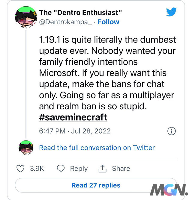 Minecraft 1.19.1 đúng là bản cập nhật ngu ngốc nhất trong lịch sử. Mojang chỉ nên thực hiện các lệnh cấm trò chuyện thay vì cấm nhiều người chơi và vương quốc - Đúng là ngu ngốc