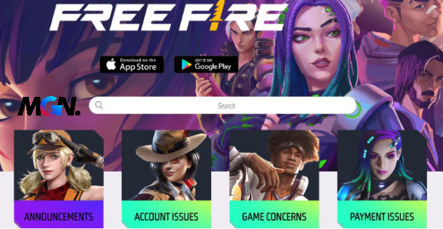 Giao diện Help Center Free Fire