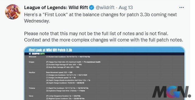 Thông báo của Riot trên Twitter