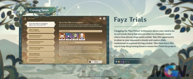Sự kiện Fayz Trials trong Genshin Impact
