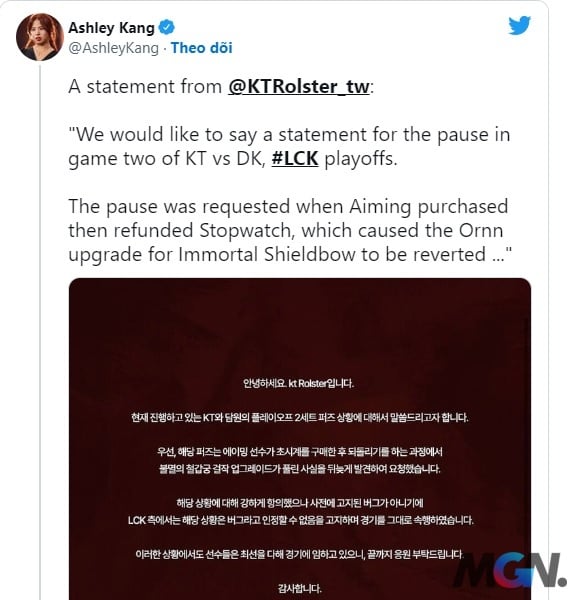 phóng viên Ashley Kang chia sẻ trên twitter