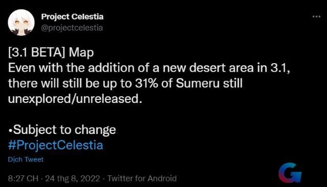 Leak về độ rộng của Sumeru bởi Project Celestia