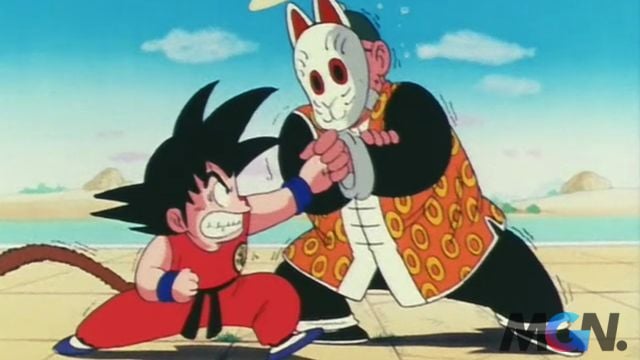 Gohan và Goku trong giải đấu võ thuật ở manga Dragon Ball đầu tiên