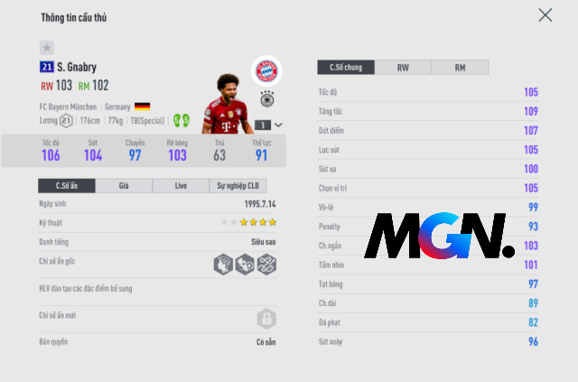 Gnabry trong FIFA Online 4