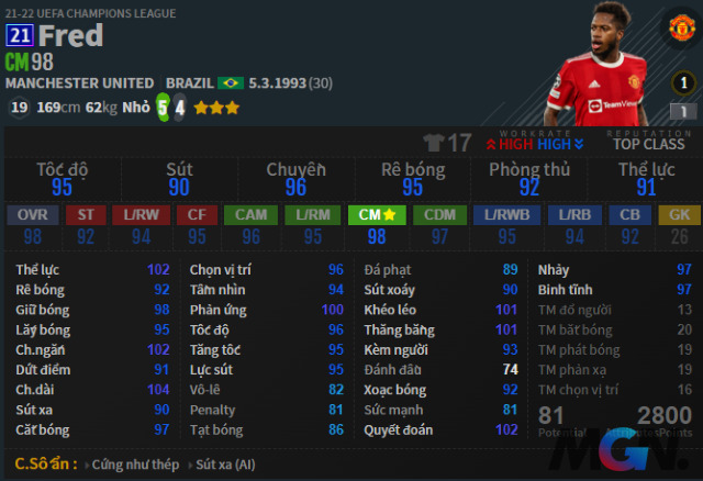 FIFA Online 4: Top 3 cầu thủ 'ngon, rẻ' nhất mùa 21UCL, Fred Đại Đế của Man United đứng đầu