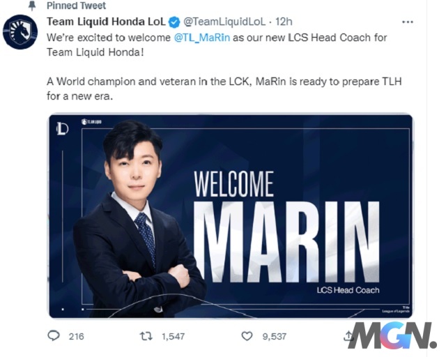 Marin  trở thành HLV trưởng team Liquid