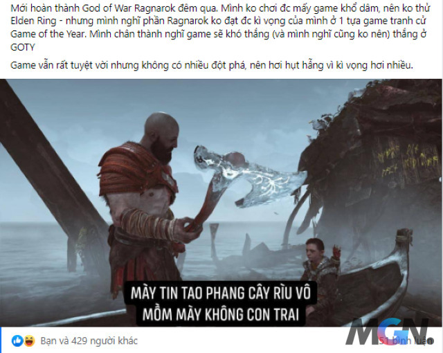 Game thủ Việt ủng hộ Elden Ring giành Game of the Year, cho rằng God of War Ragnarok ít đột phá