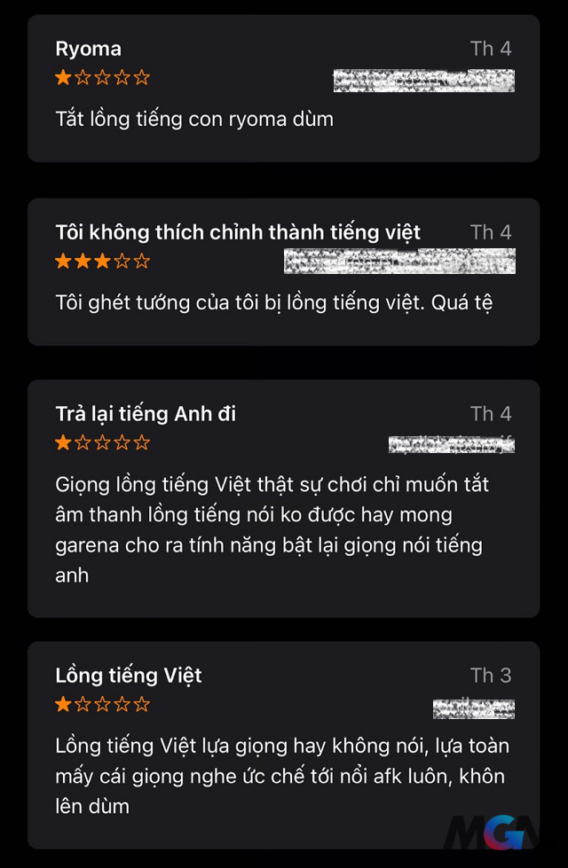 Nhiều đánh giá 1 sao trên CH Play đều liên quan tới lồng tiếng Việt