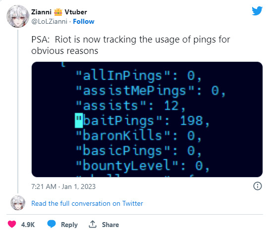 Tin nguồn cho khiếu nại này là bạn của VTuber, người được cho là có quyền truy cập vào Riot API và có thể lấy thông tin như chi tiết trận đấu.
