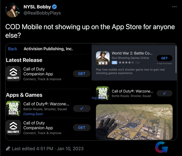 Game thủ ngỡ ngàng khi Call of Duty Mobile bất ngờ 'bay màu' khỏi App Store 1