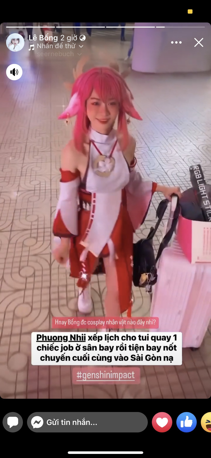 Lê Bống cosplay Yae Miko ở sân bay: Phiên bản nóng bỏng không kém nguyên tác 4