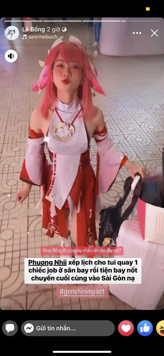 Lê Bống cosplay Yae Miko ở sân bay: Phiên bản nóng bỏng không kém nguyên tác 2