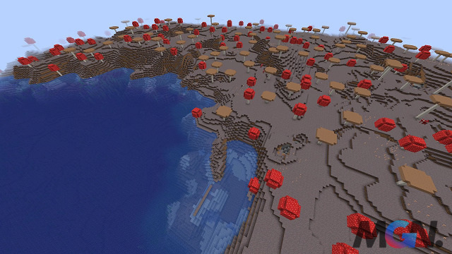 Các đảo nấm gần khu vực sinh sản khá hiếm trong Minecraft