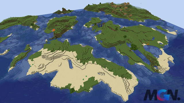 Những hòn đảo rải rác với nhiều quần xã sinh vật và thậm chí là một ngôi làng trong Minecraft