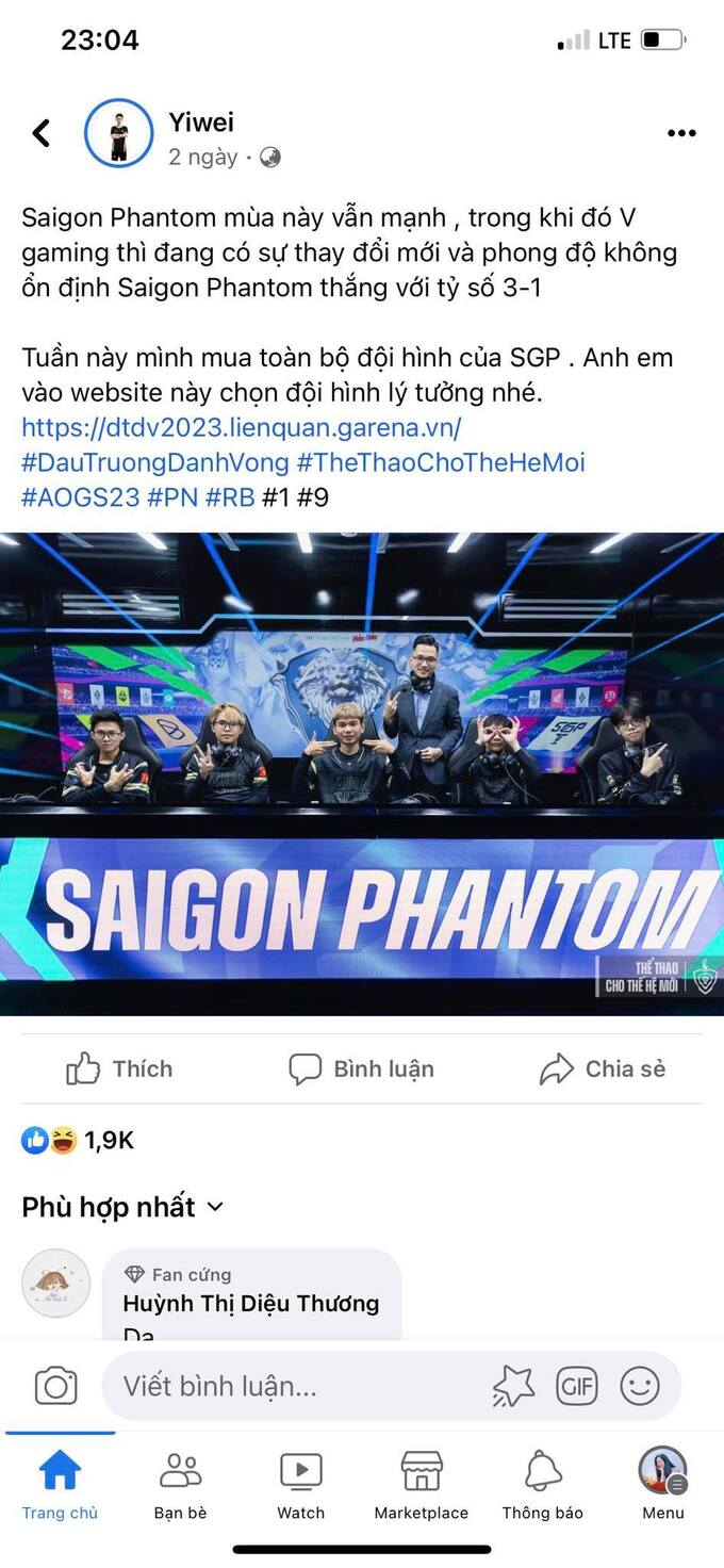 Yiwei lần đầu đoán trượt tỉ số nhưng vẫn đặt 'sáng cửa' cho Saigon Phantom 2