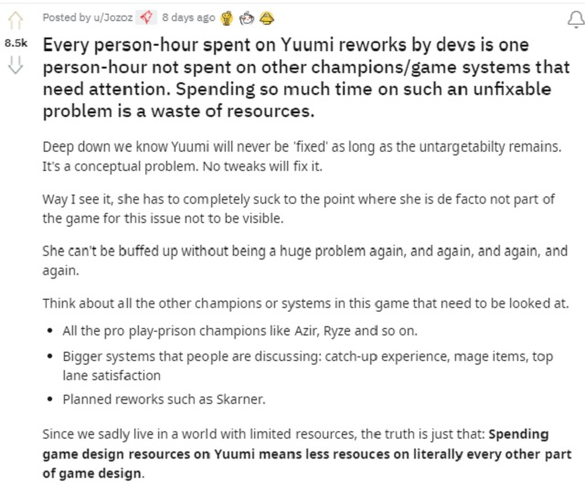 LMHT Người chơi cho rằng 'dành quá nhiều thời gian cho một thứ không cân bằng được như Yuumi' quá là lãng phí_6