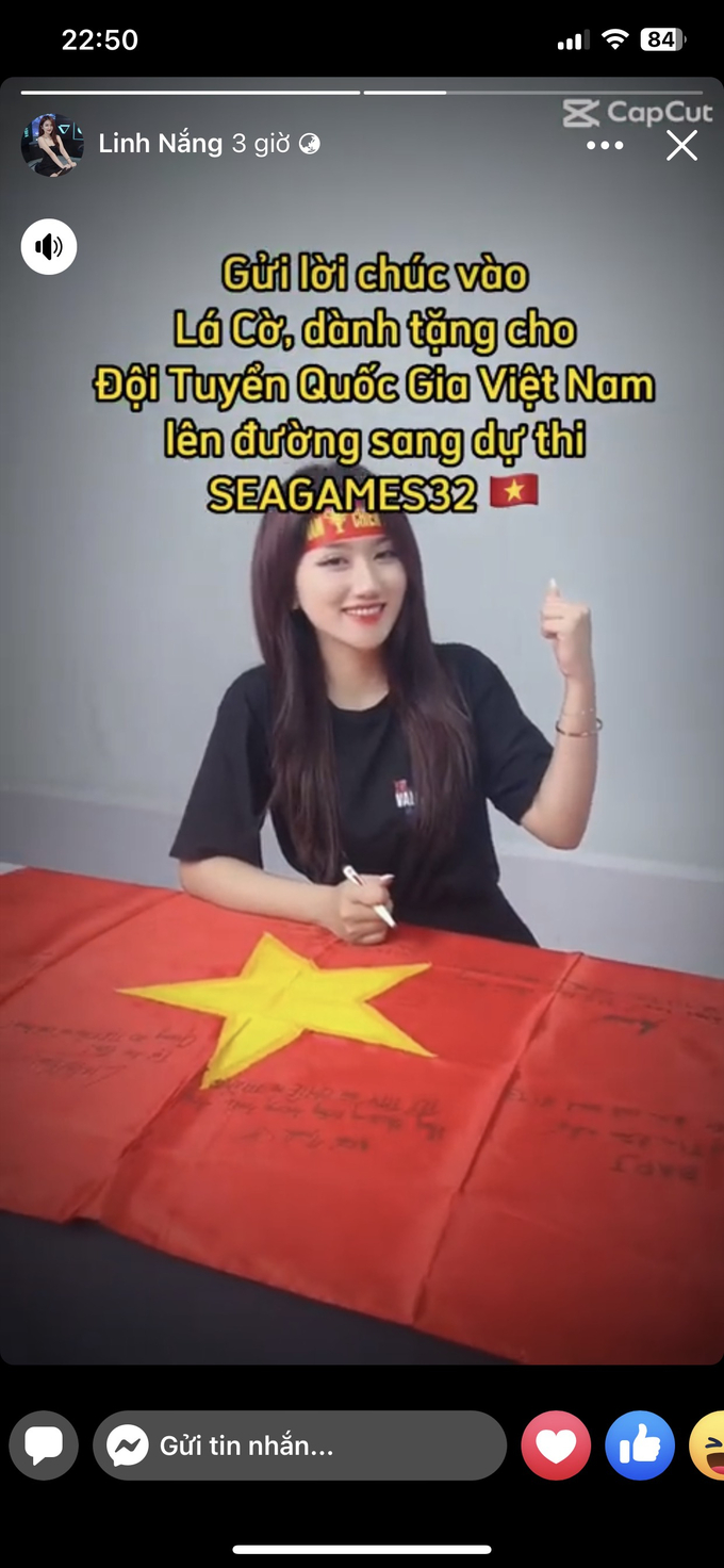 MC Linh Nắng cổ vũ đội tuyển Việt Nam tại SEA Games 32 6