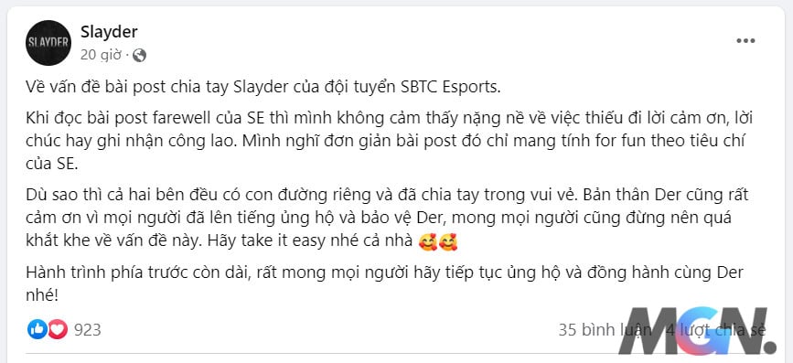 Slayder leaves SBTC, Slayder speaks about SBTC