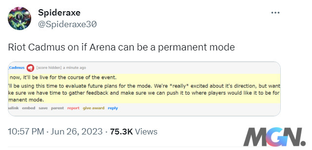 Riot Games chỉ lên kế hoạch đưa Arena vào Client trong suốt thời gian diễn ra sự kiện lớn vào Mùa Hè