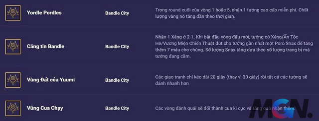 Bandle City (Đầm Cua), tích lợi tức sớm từ round 2.1 để lên cấp 7 nhanh chóng. Nếu def máu tốt thì có thể giữ tiền lên cấp 8. Nhớ ưu tiên chuỗi thua để có trang bị tốt nhất