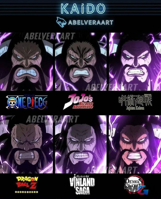 diện mạo của Kaidou trong One Piece theo phong cách của 9 anime khác nhau-1
