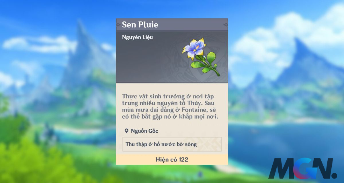 Sen Pluie là một loại nguyên liệu chỉ có thể tìm thấy tại Fontaine