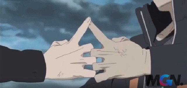 Có một khoảnh khắc gây tò mò rằng Sasuke và Naruto cùng nhau ra một 'dấu' kỳ lạ khi chiến đấu với nhau