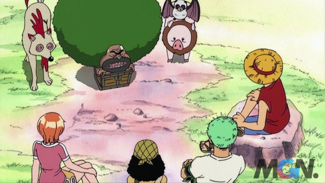 Trong chương 22 của One Piece, Luffy, Zoro và Nami bước vào một hòn đảo đầy động vật kỳ lạ và gặp Gaimon, một người đàn ông đã bị mắc kẹt trong rương kho báu suốt 20 năm