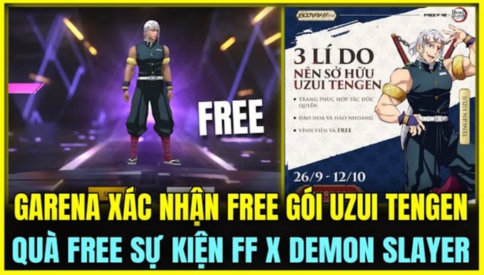 Free Fire miễn phí skin Tengen Uzui
