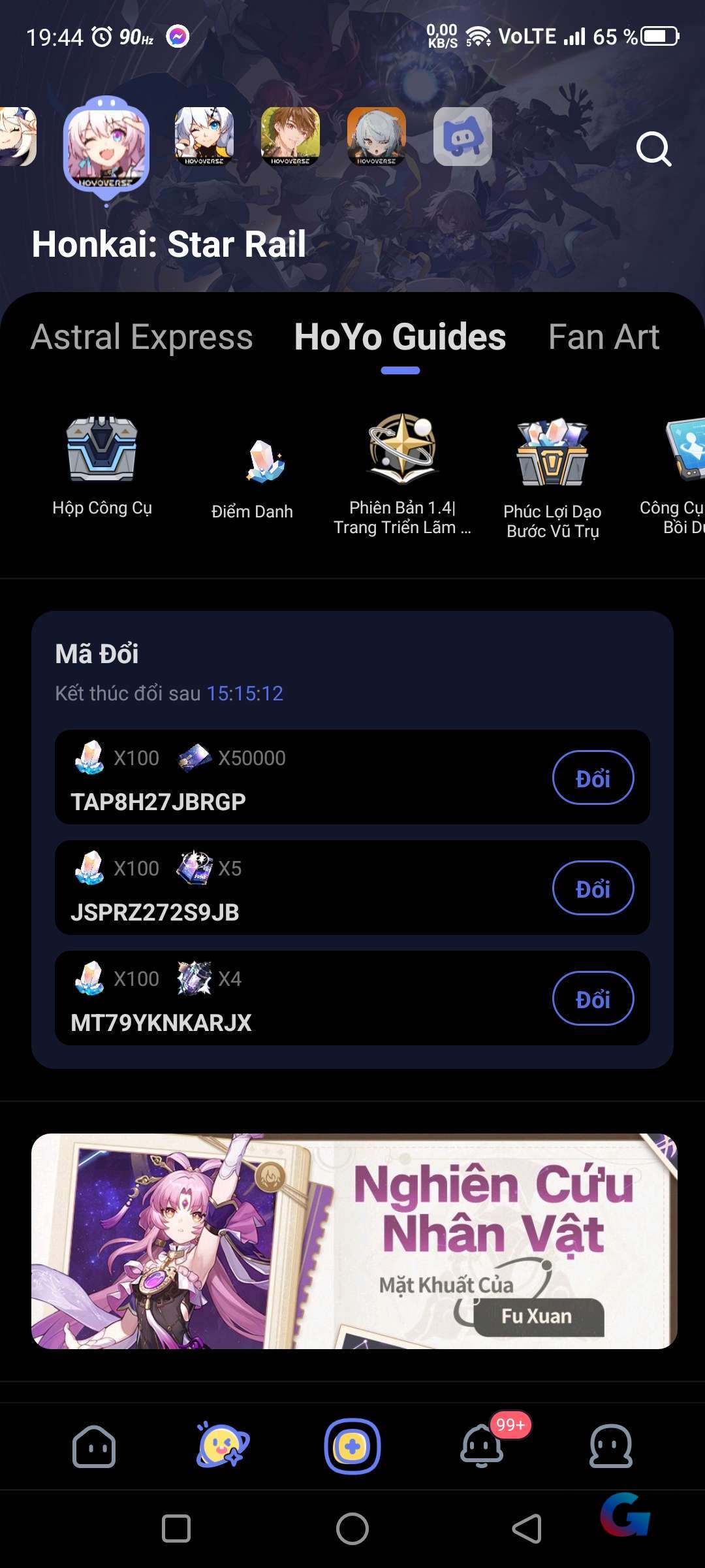 Nhận thưởng code Honkai Star Rail thông qua HoYoLab