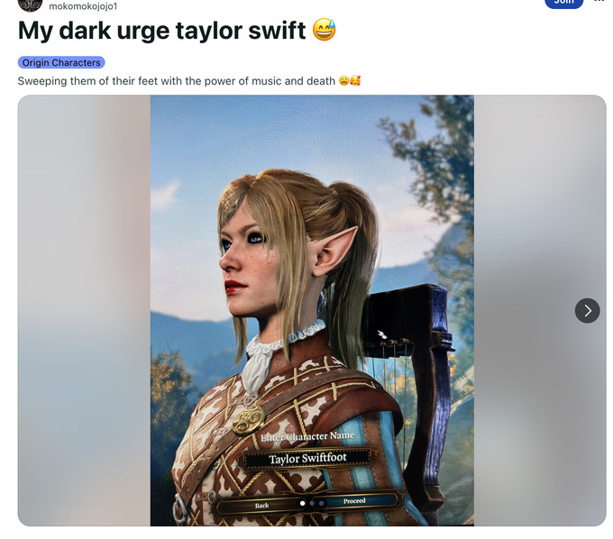 Game thủ tạo nên nhân vật copy Taylor Swift