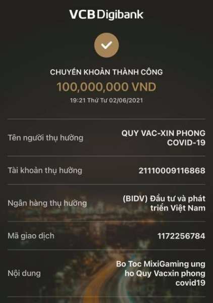 Độ Mixi mạnh tay chi 100 triệu ủng hộ Quỹ vaccine phòng COVID-19